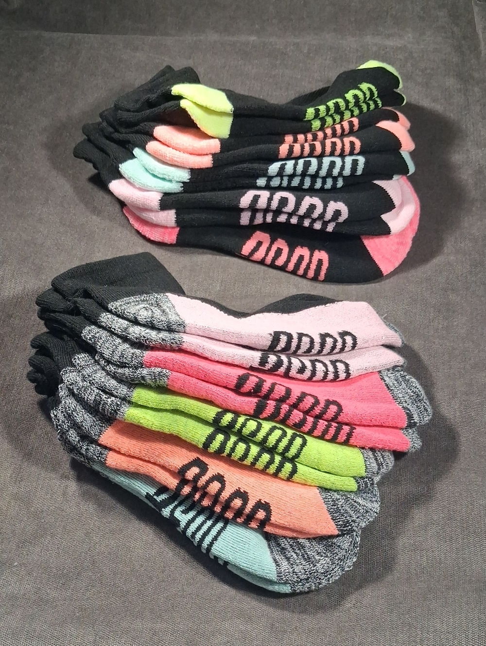 Penn Tennis Black + Neon + Grey 10 Pack Dry Fresh Cushion No Show Socks NWT 9-11